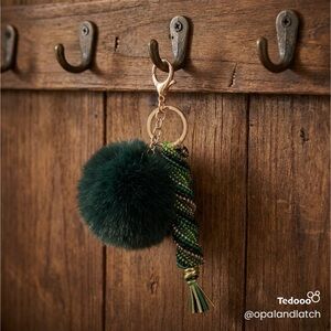 Emerald Swirl Pom Keychain